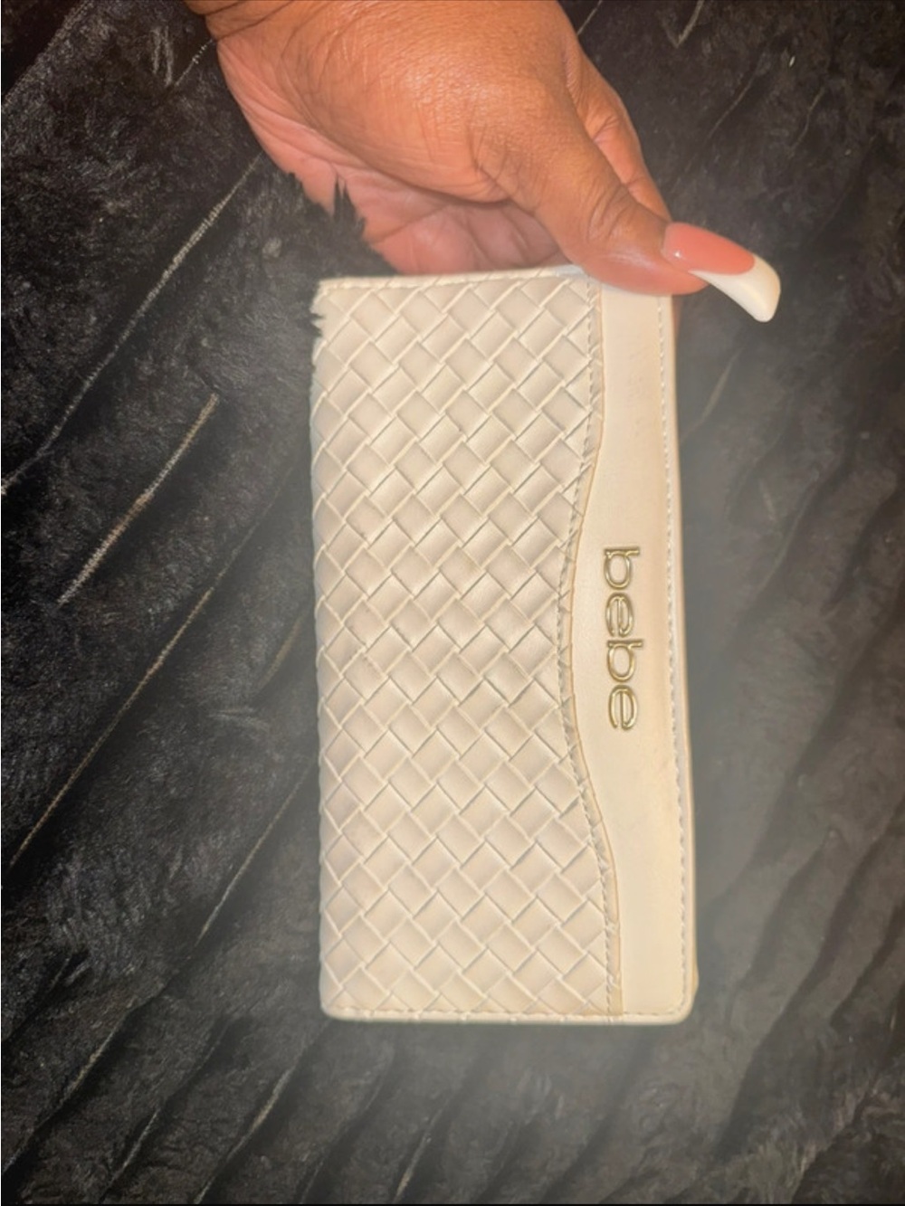 bebe Ivory Woven Long Wallet